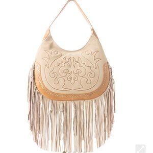 NWT Myra Bag SAGE WHISPER FRINGE LEATHER BAG IN BEIGE